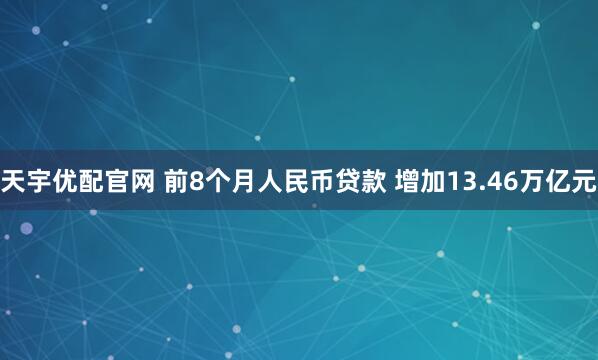 天宇优配官网 前8个月人民币贷款 增加13.46万亿元